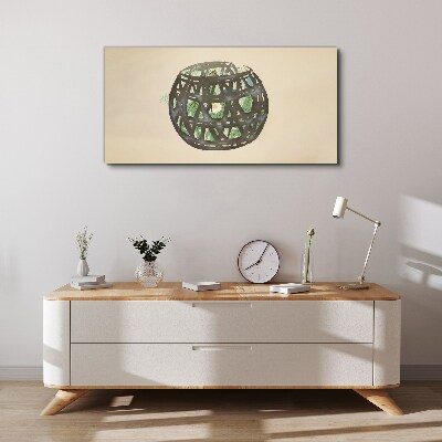 Wicker basket with greenery Canvas Wall art