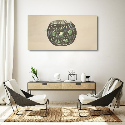 Wicker basket with greenery Canvas Wall art