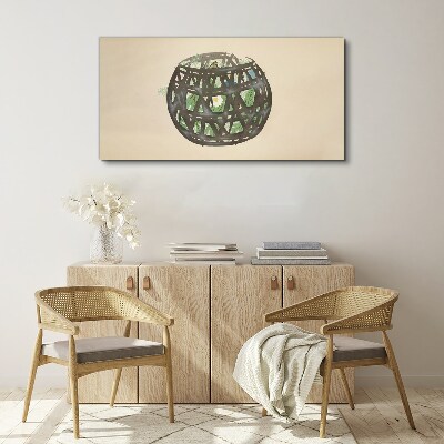 Wicker basket with greenery Canvas Wall art