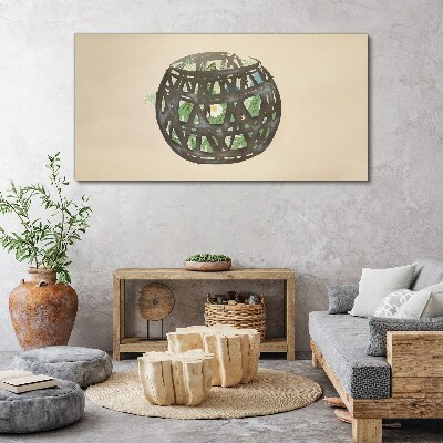 Wicker basket with greenery Canvas Wall art