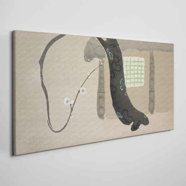 Green branch in minimalist style Canvas Wall art