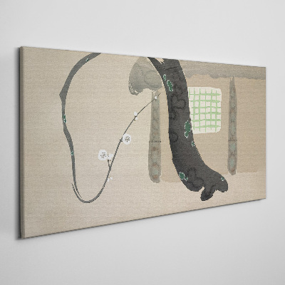 Green branch in minimalist style Canvas Wall art