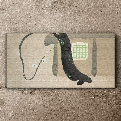 Green branch in minimalist style Canvas Wall art