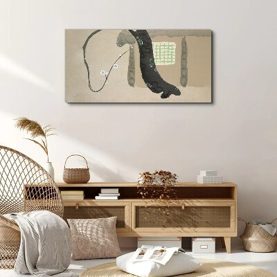 Green branch in minimalist style Canvas Wall art