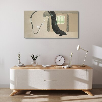 Green branch in minimalist style Canvas Wall art