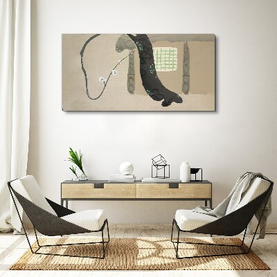 Green branch in minimalist style Canvas Wall art