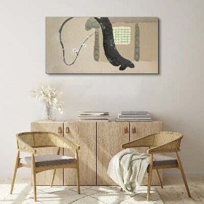 Green branch in minimalist style Canvas Wall art