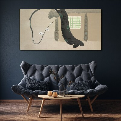 Green branch in minimalist style Canvas Wall art