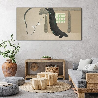 Green branch in minimalist style Canvas Wall art