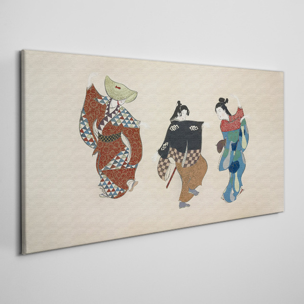 Japanese dancers in traditional costumes Canvas Wall art