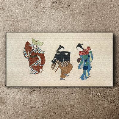 Japanese dancers in traditional costumes Canvas Wall art