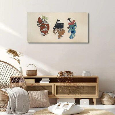 Japanese dancers in traditional costumes Canvas Wall art