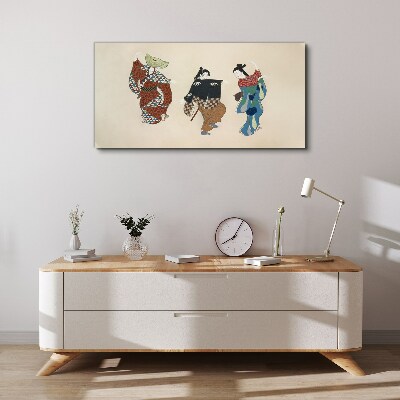 Japanese dancers in traditional costumes Canvas Wall art