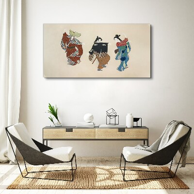 Japanese dancers in traditional costumes Canvas Wall art