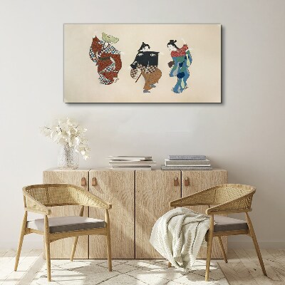 Japanese dancers in traditional costumes Canvas Wall art