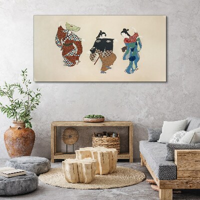 Japanese dancers in traditional costumes Canvas Wall art