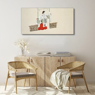 Traditional Japanese scene with a woman Canvas Wall art
