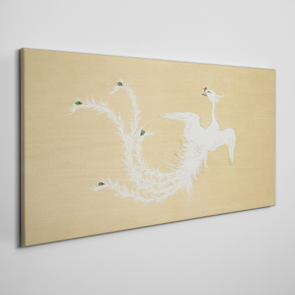 White phoenix on a gold background Canvas Wall art