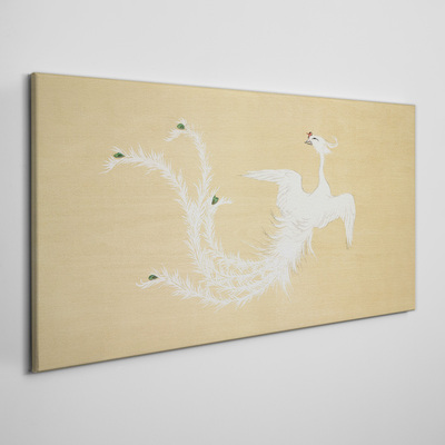 White phoenix on a gold background Canvas Wall art