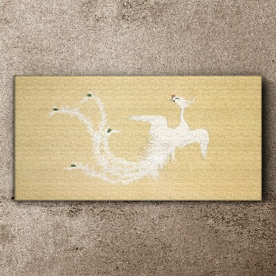 White phoenix on a gold background Canvas Wall art