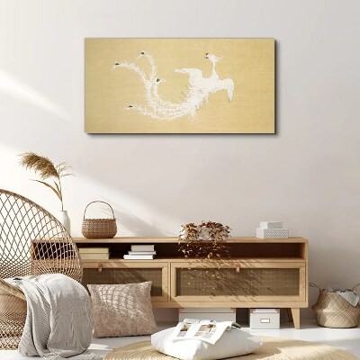 White phoenix on a gold background Canvas Wall art