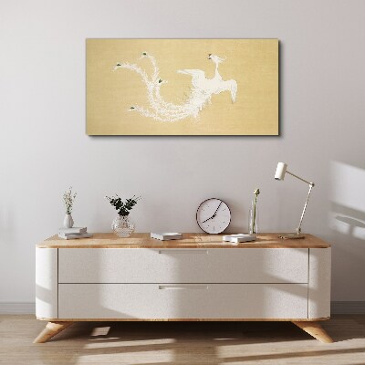 White phoenix on a gold background Canvas Wall art