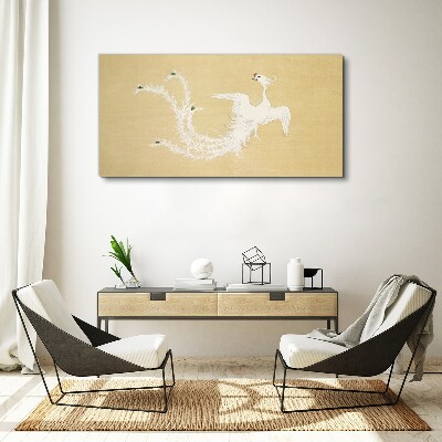 White phoenix on a gold background Canvas Wall art