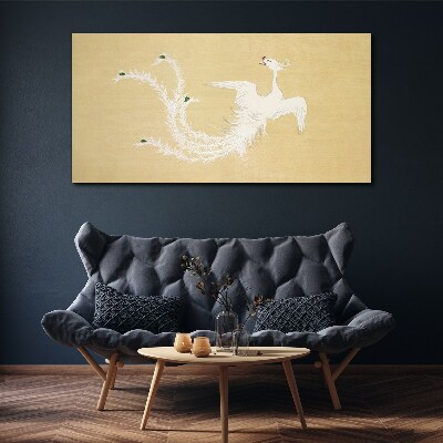 White phoenix on a gold background Canvas Wall art