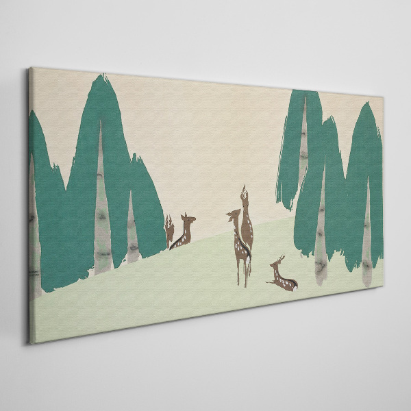 Forest deer against the background of trees Canvas Wall art