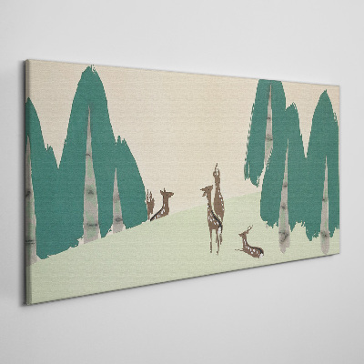 Forest deer against the background of trees Canvas Wall art