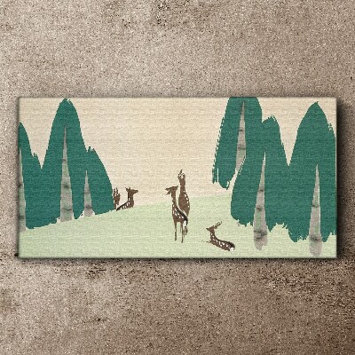 Forest deer against the background of trees Canvas Wall art