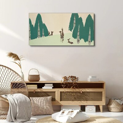 Forest deer against the background of trees Canvas Wall art
