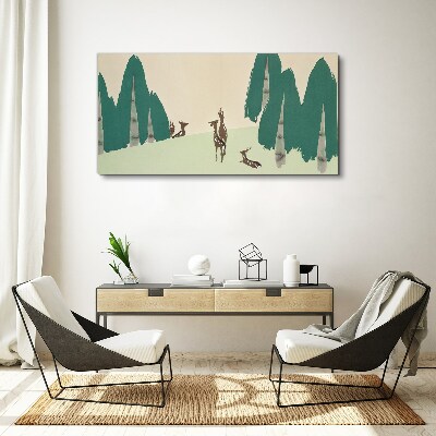 Forest deer against the background of trees Canvas Wall art