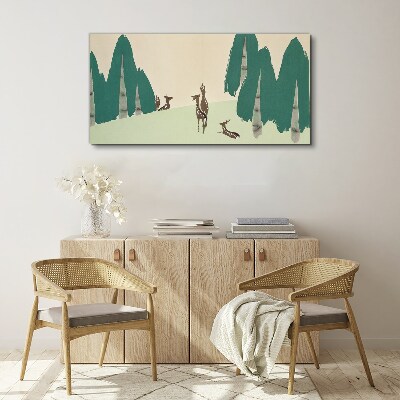 Forest deer against the background of trees Canvas Wall art