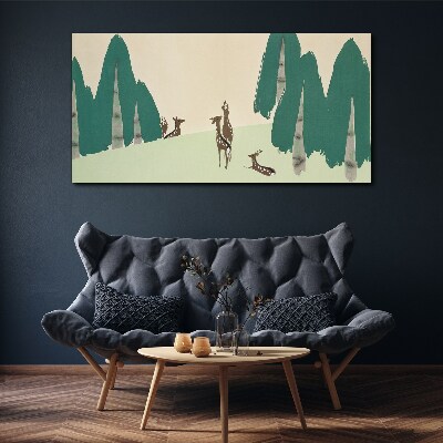 Forest deer against the background of trees Canvas Wall art