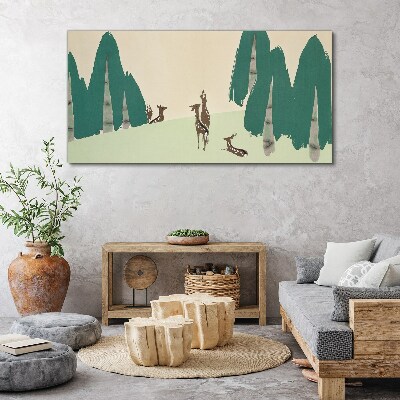 Forest deer against the background of trees Canvas Wall art