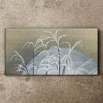 Winter grasses against the mountain backdrop Canvas Wall art