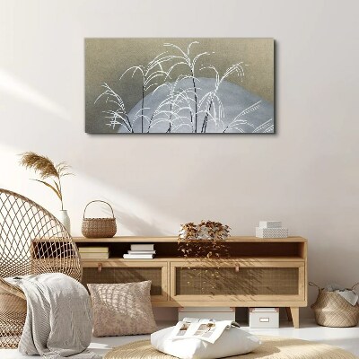 Winter grasses against the mountain backdrop Canvas Wall art