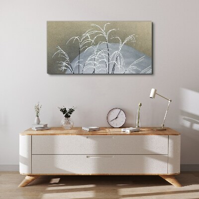 Winter grasses against the mountain backdrop Canvas Wall art