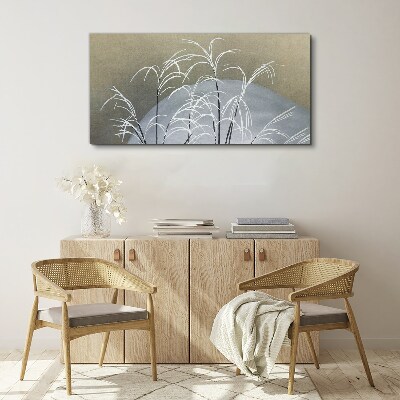 Winter grasses against the mountain backdrop Canvas Wall art