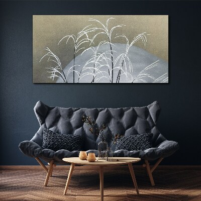 Winter grasses against the mountain backdrop Canvas Wall art