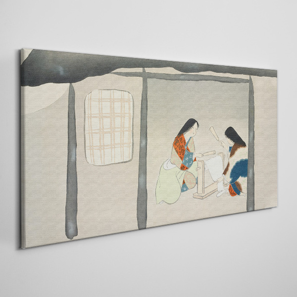 Working in a Traditional Japanese Village Canvas Wall art