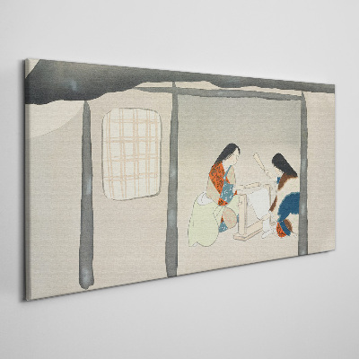Working in a Traditional Japanese Village Canvas Wall art