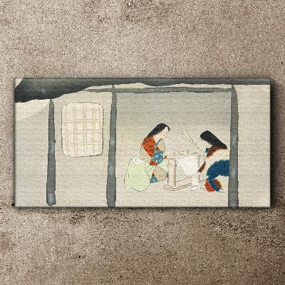 Working in a Traditional Japanese Village Canvas Wall art