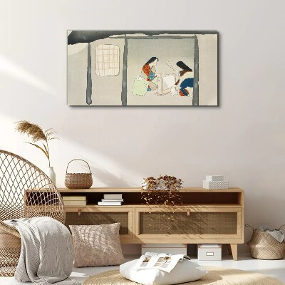 Working in a Traditional Japanese Village Canvas Wall art