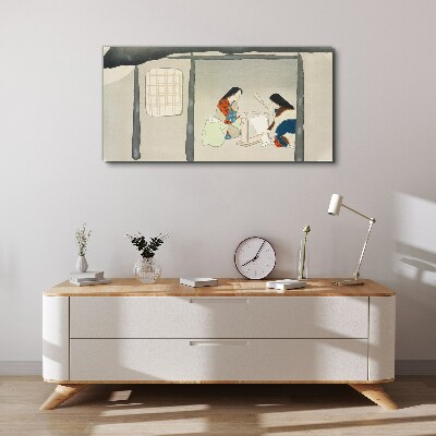 Working in a Traditional Japanese Village Canvas Wall art