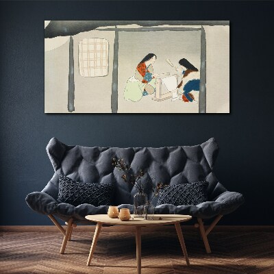 Working in a Traditional Japanese Village Canvas Wall art
