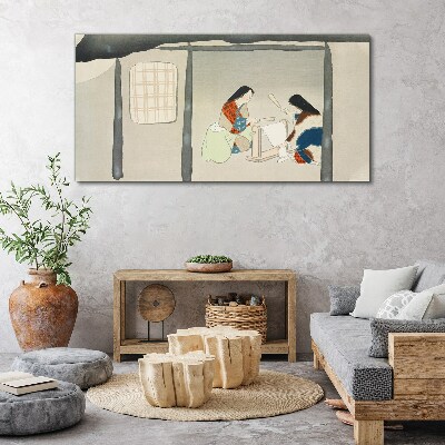 Working in a Traditional Japanese Village Canvas Wall art