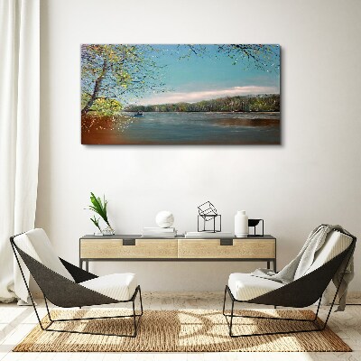 A peaceful landscape by the river Canvas print