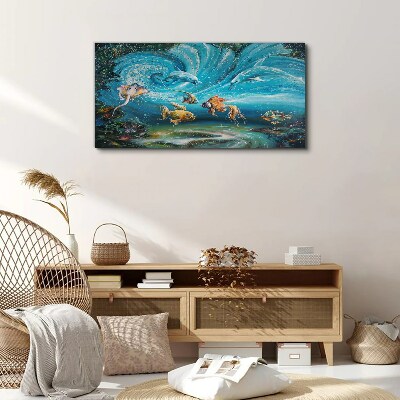Underwater dance of dolphins and fish Canvas print